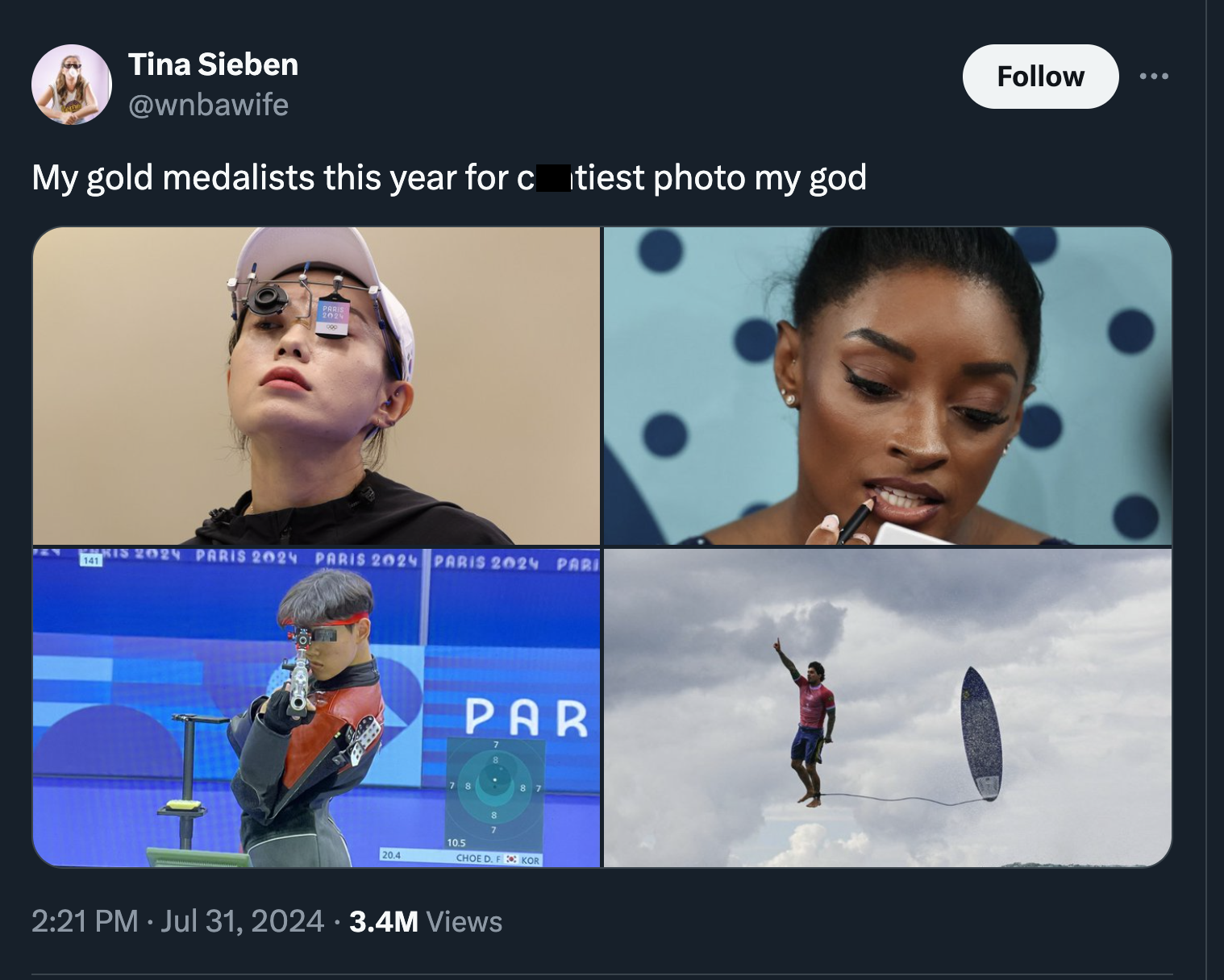 collage - Tina Sieben My gold medalists this year for citiest photo my god Rison Paris 2024 Paris 2025 Paris 2024 Par Par 3.4M Views